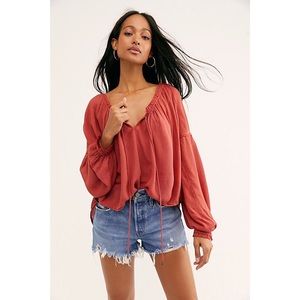 Free people banda blouse rust